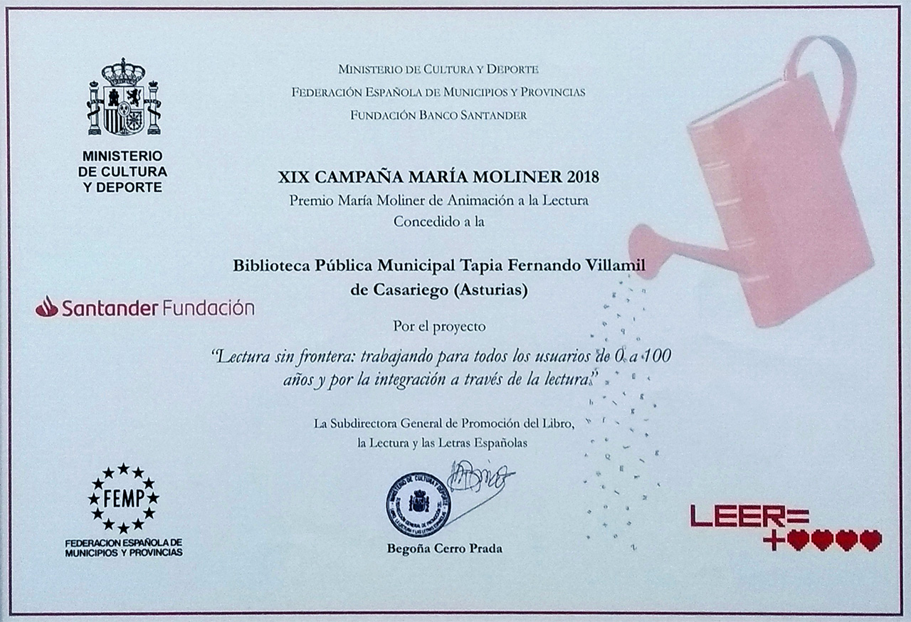 Diploma Premio María Moliner 2018