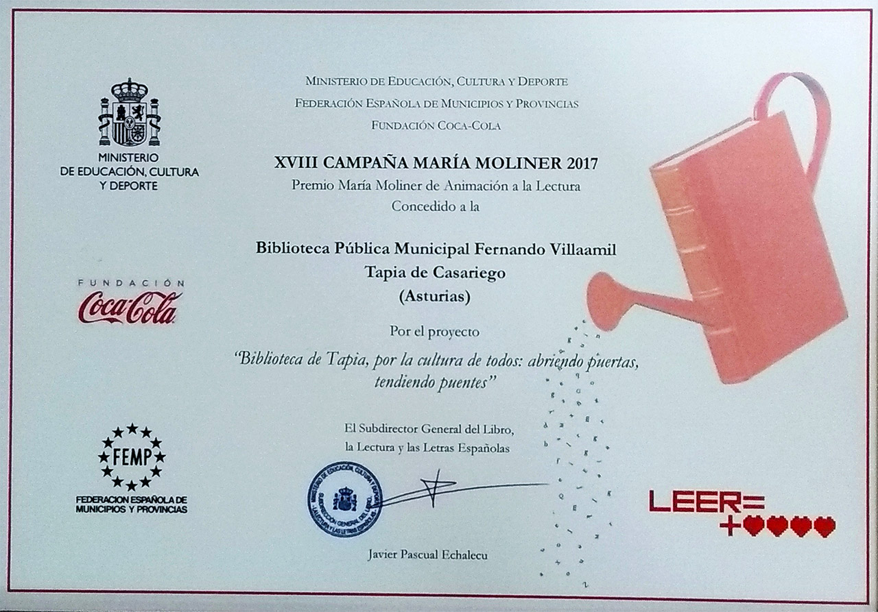 Diploma Premio María Moliner